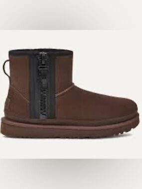 UGG women’s size 8 Brown Suede Short mini zipper ankle boot EUC